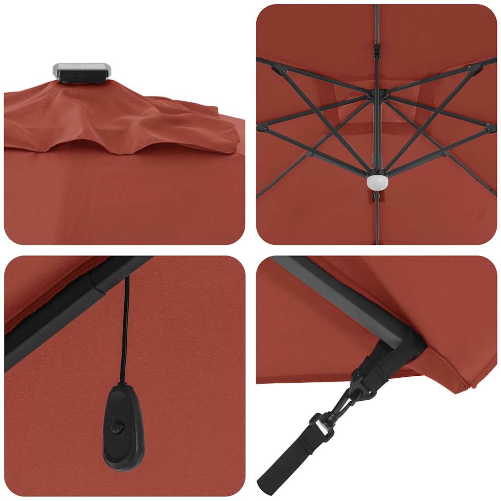 Parasol Terrakotta 351 x 250 x 253 cm Polyester og Aluminium