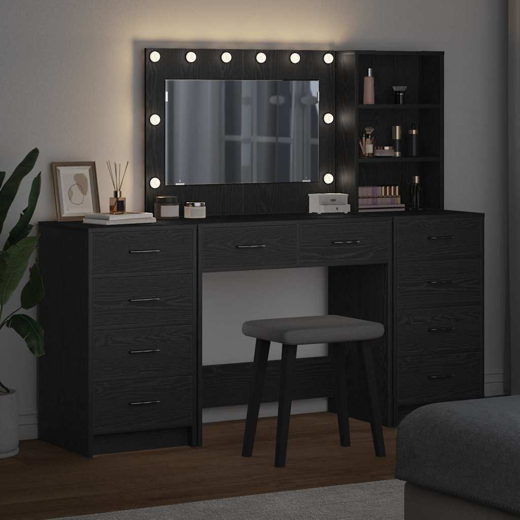 Klædeskab 3 stk. Sort eg 78,5 x 41 x 135 cm Konstrueret træ