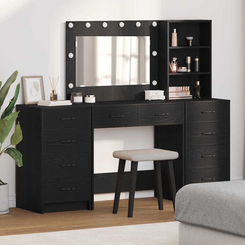 Klædeskab 3 stk. Sort eg 78,5 x 41 x 135 cm Konstrueret træ