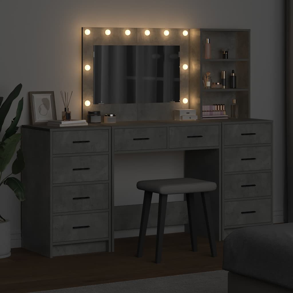Klædeskab 3 stk. Beton Grå 78,5 x 41 x 135 cm Konstrueret træ