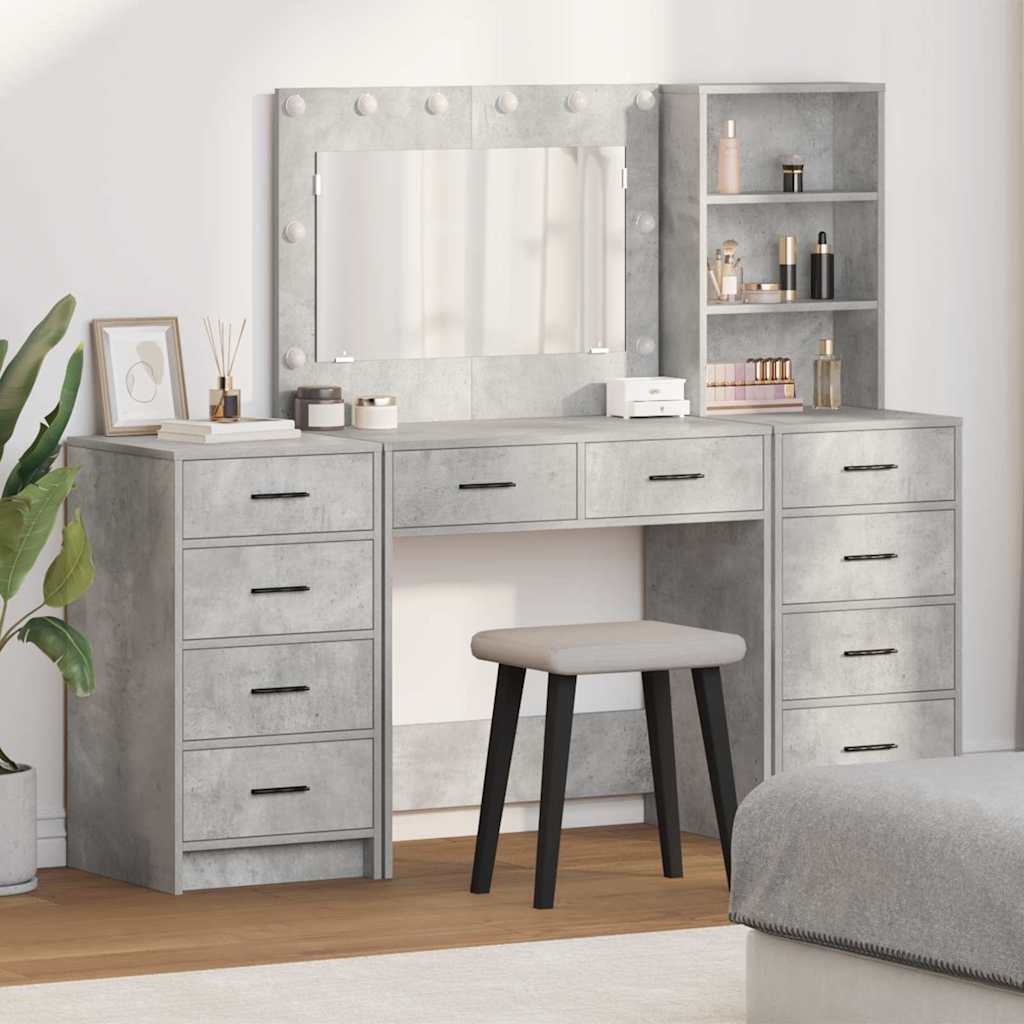 Klædeskab 3 stk. Beton Grå 78,5 x 41 x 135 cm Konstrueret træ