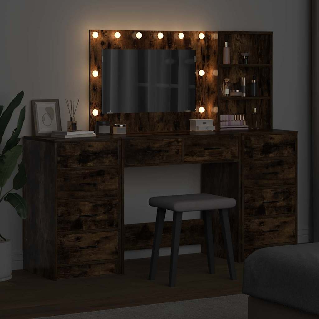 Klædeskab 3 stk. Røget eg 78,5 x 41 x 135 cm Konstrueret træ