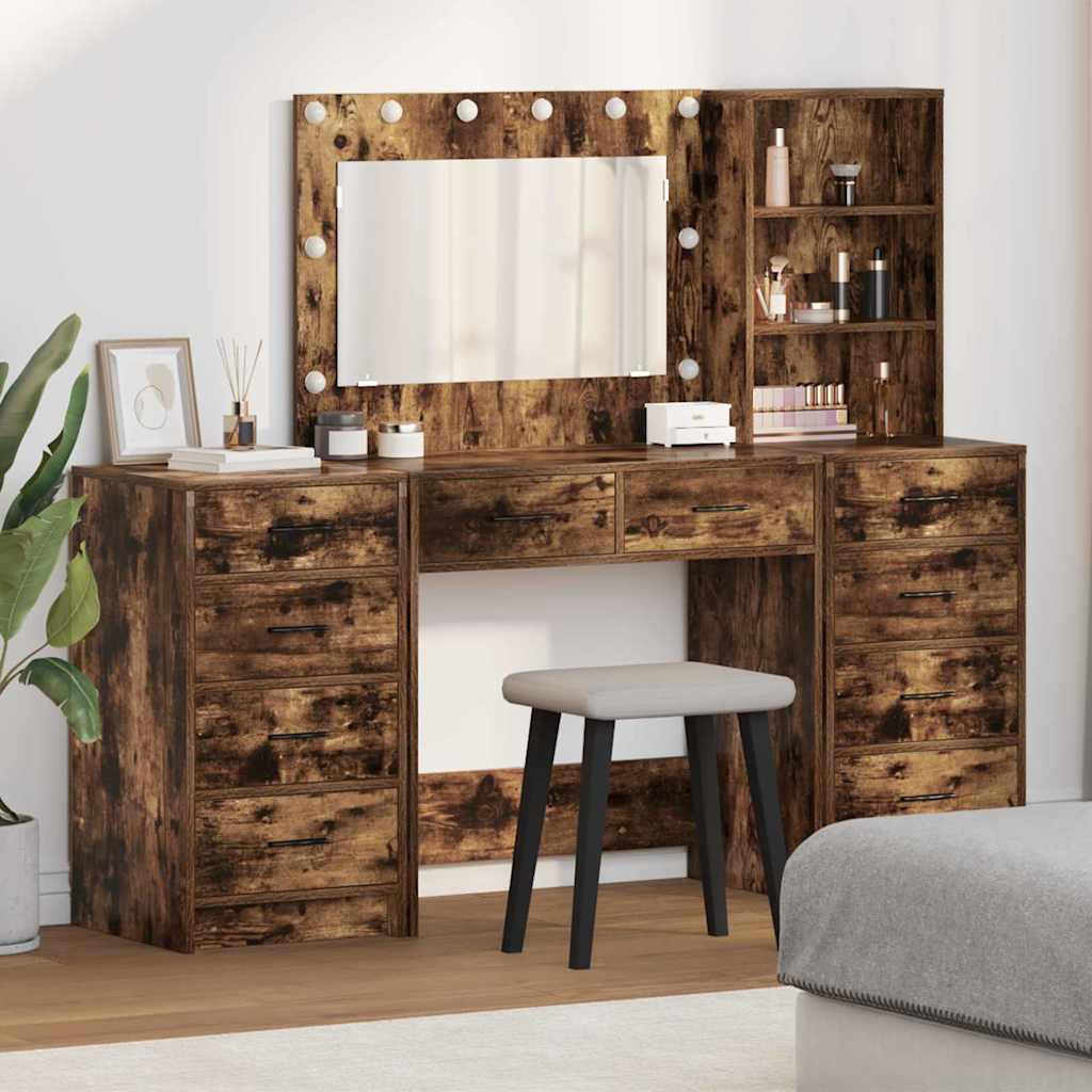 Klædeskab 3 stk. Røget eg 78,5 x 41 x 135 cm Konstrueret træ