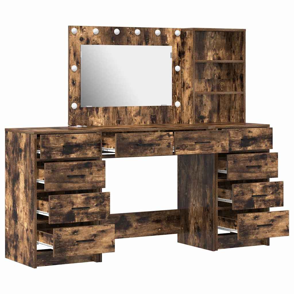 Klædeskab 3 stk. Røget eg 78,5 x 41 x 135 cm Konstrueret træ