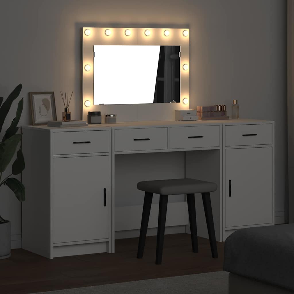 Klædeskab 3 stk. Hvid 78,5 x 41 x 135 cm Konstrueret træ