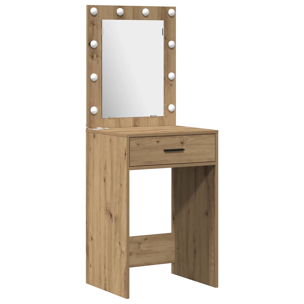 Makeupbord sæt med LED 2 stk. Artisan Egetræ Konstrueret træ