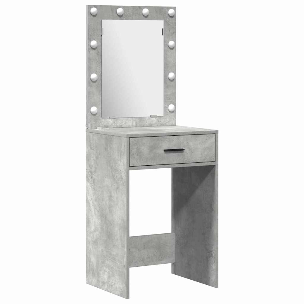 Makeupbord sæt med LED 3 stk. Beton Grå Konstrueret træ