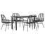 5 dele spisebordssæt til haven polyrattan glas sort