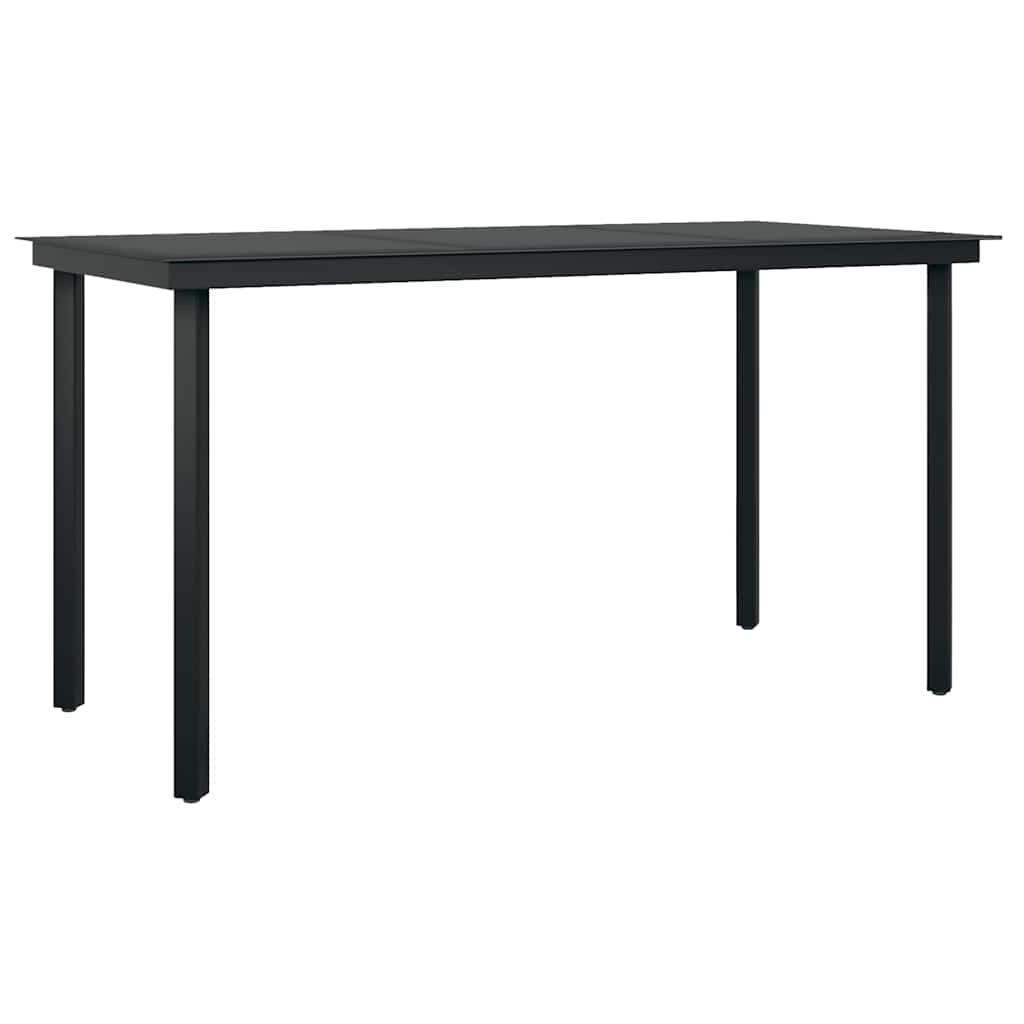 5 dele spisebordssæt til haven polyrattan glas sort