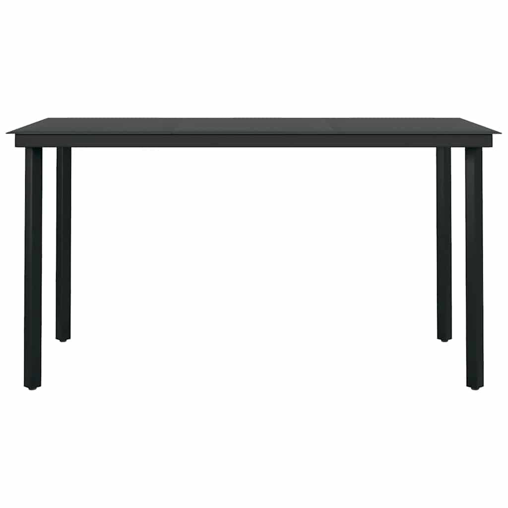 5 dele spisebordssæt til haven polyrattan glas sort