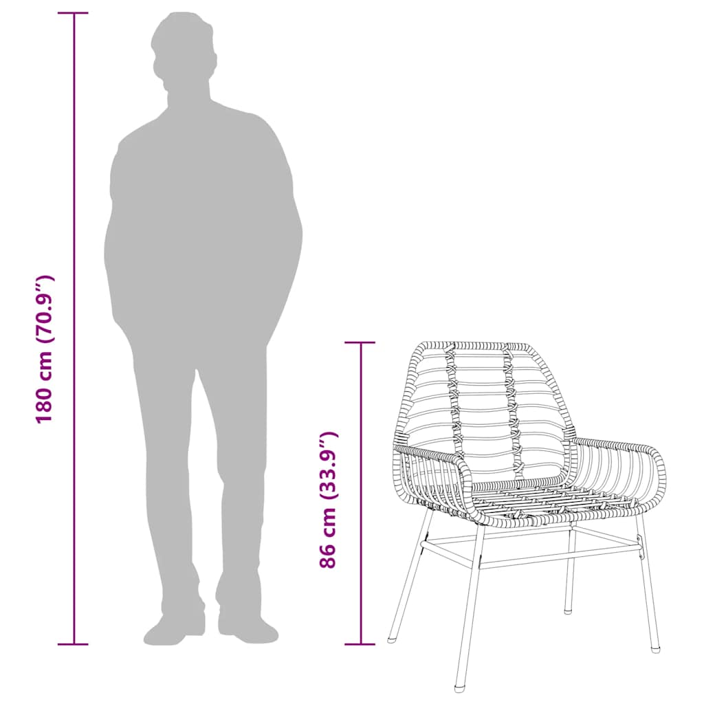 7 dele spisebordssæt til haven polyrattan glas sort