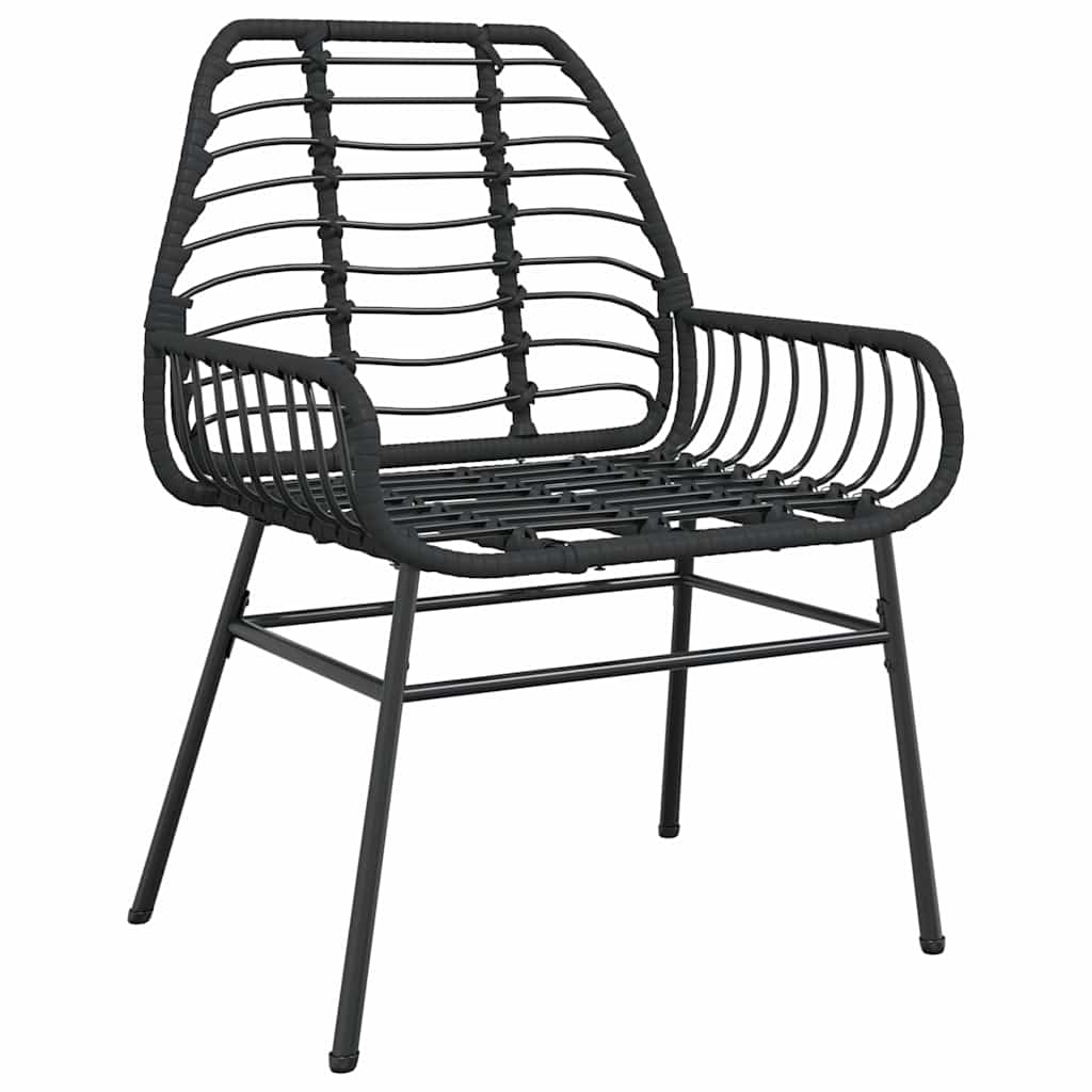 7 dele spisebordssæt til haven polyrattan glas sort