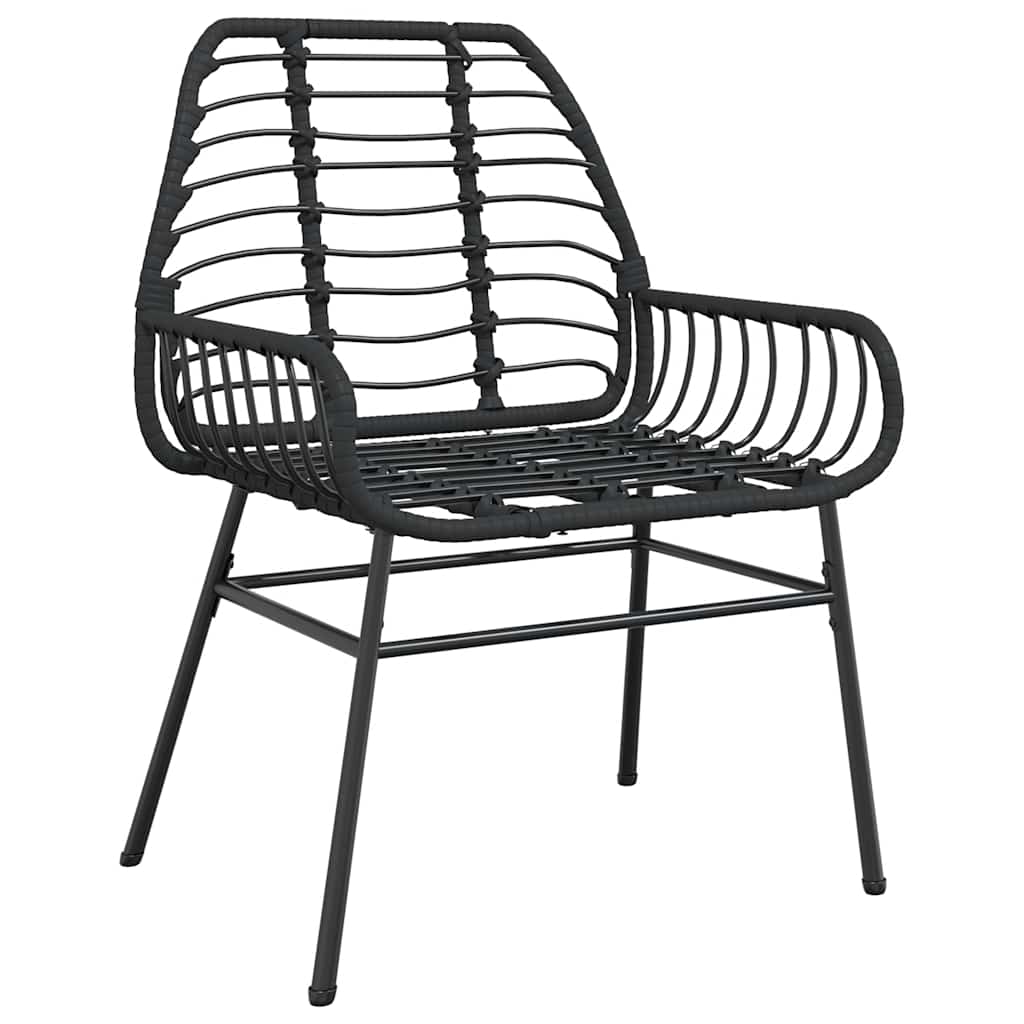 9 dele spisebordssæt til haven polyrattan glas sort