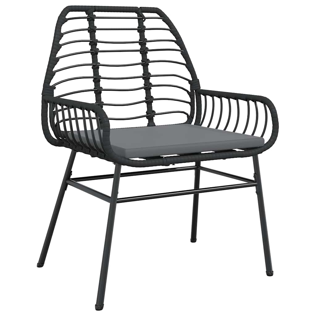 5 dele spisebordssæt til haven m. hynder polyrattan glas sort