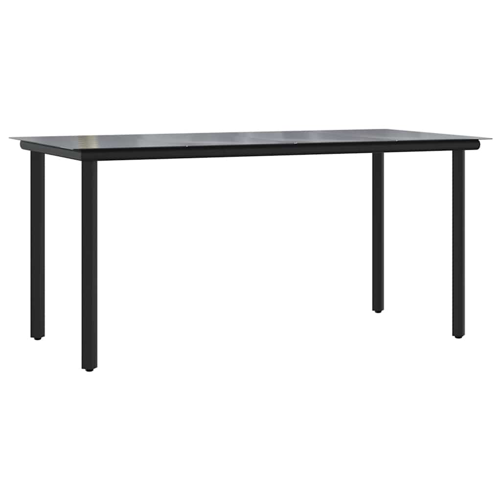5 dele spisebordssæt til haven m. hynder polyrattan glas sort