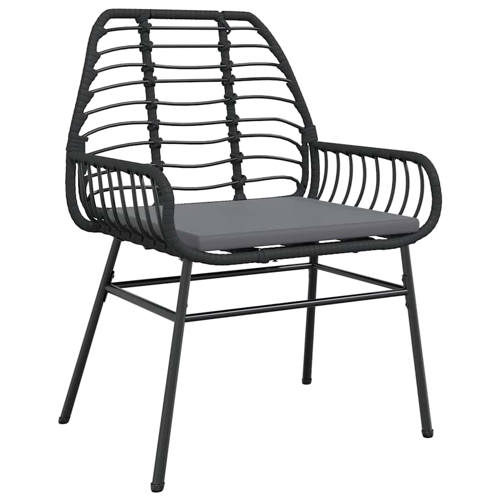 7 dele spisebordssæt til haven m. hynder polyrattan glas sort