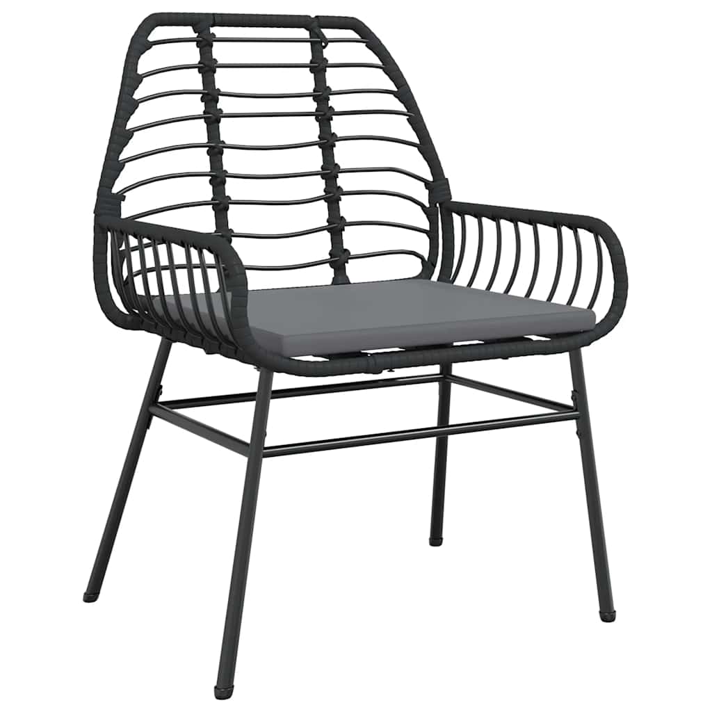 9 dele spisebordssæt til haven m. hynder polyrattan glas sort
