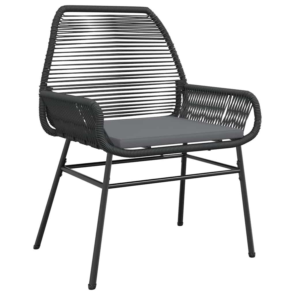 3 dele spisebordssæt til haven m. hynder polyrattan glas sort
