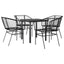 5 dele spisebordssæt til haven polyrattan glas sort