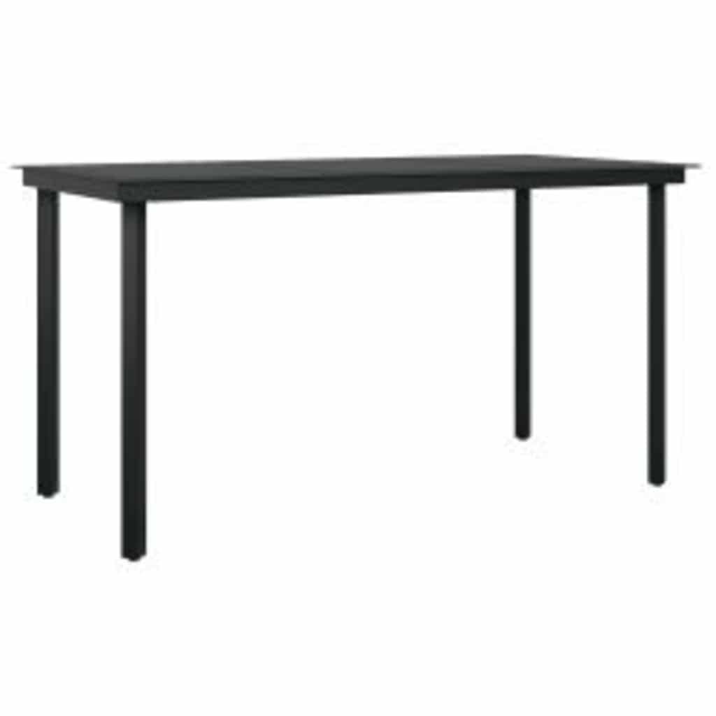 5 dele spisebordssæt til haven polyrattan glas sort