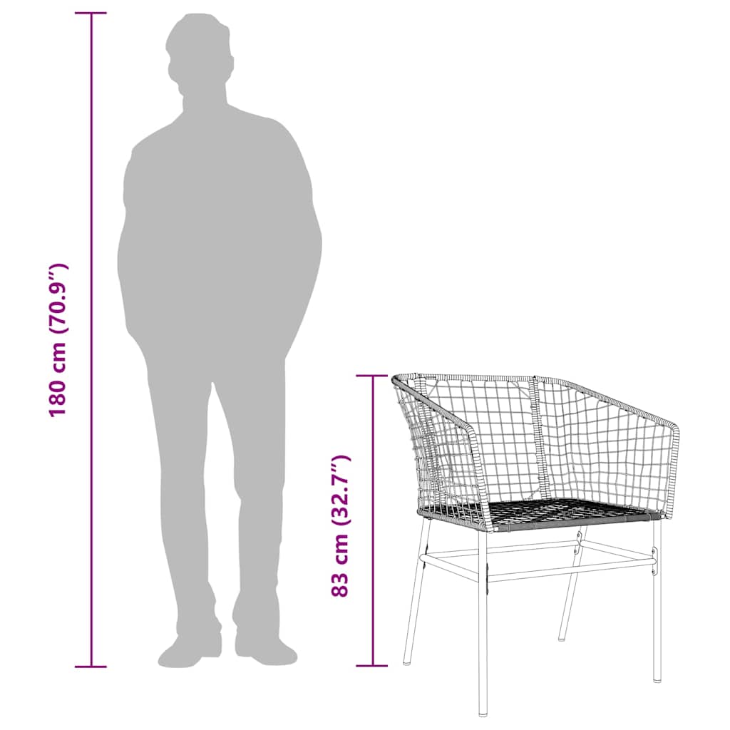 5 dele spisebordssæt til haven polyrattan glas sort