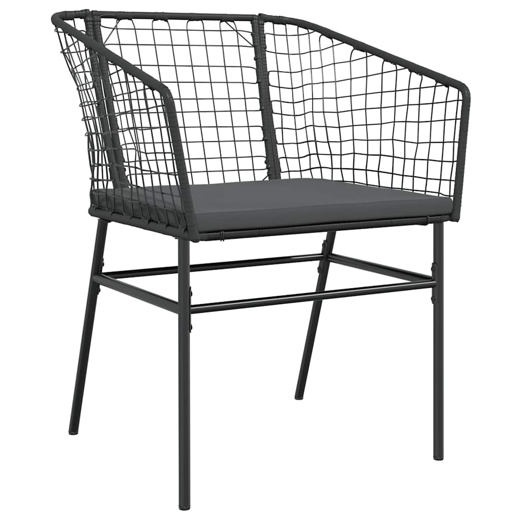 5 dele spisebordssæt til haven m. hynder polyrattan glas sort