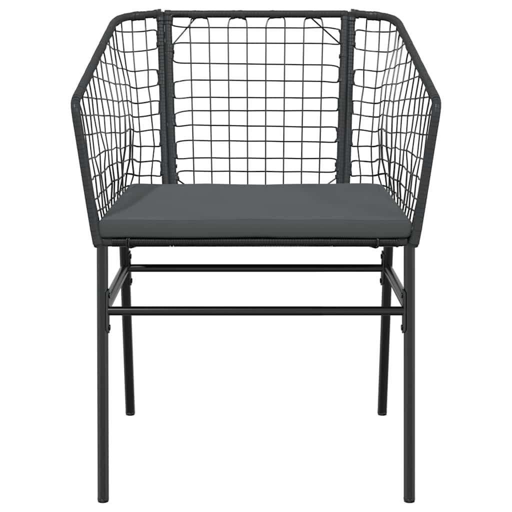 5 dele spisebordssæt til haven m. hynder polyrattan glas sort