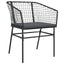 5 dele spisebordssæt til haven m. hynder polyrattan glas sort