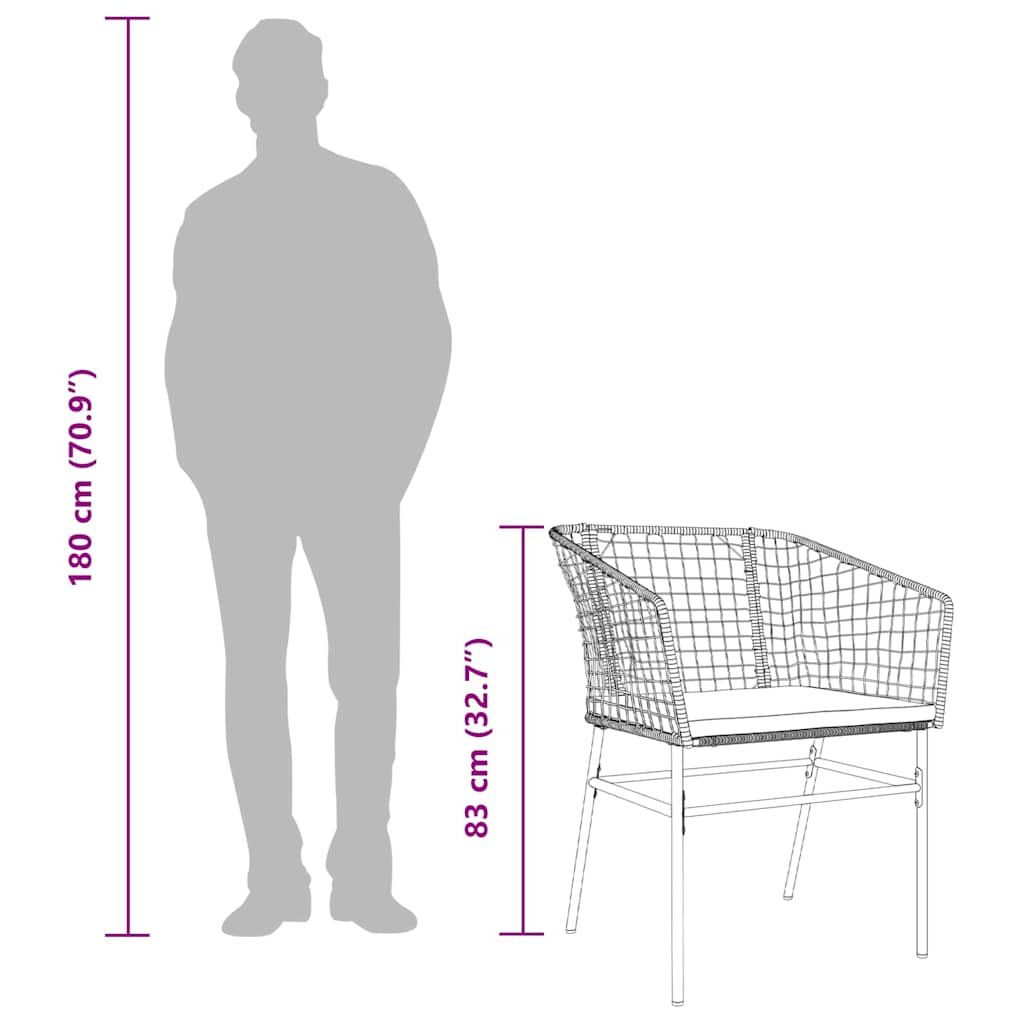 5 dele spisebordssæt til haven m. hynder polyrattan glas sort