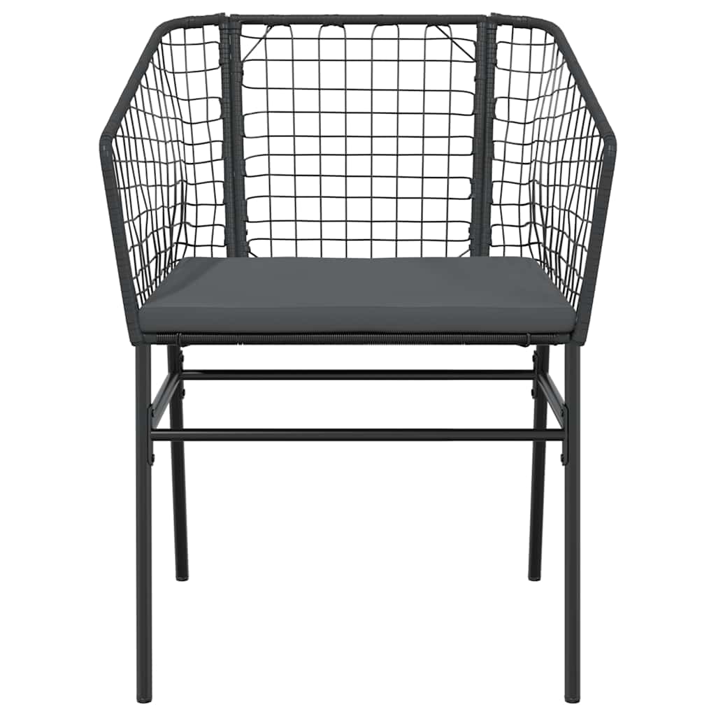 7 dele spisebordssæt til haven m. hynder polyrattan glas sort