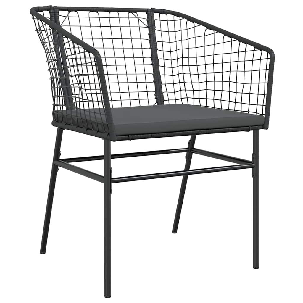 9 dele spisebordssæt til haven m. hynder polyrattan glas sort