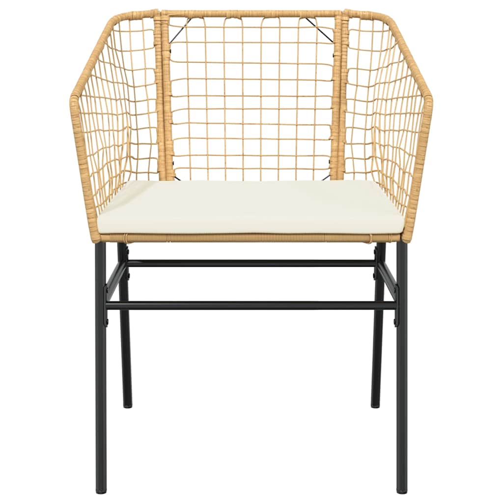 7 dele spisebordssæt til haven m. hynder polyrattan glas brun