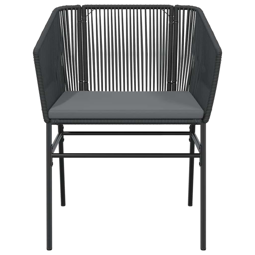 3 dele spisebordssæt til haven m. hynder polyrattan glas sort