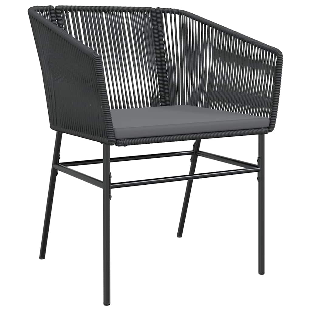 3 dele spisebordssæt til haven m. hynder polyrattan glas sort