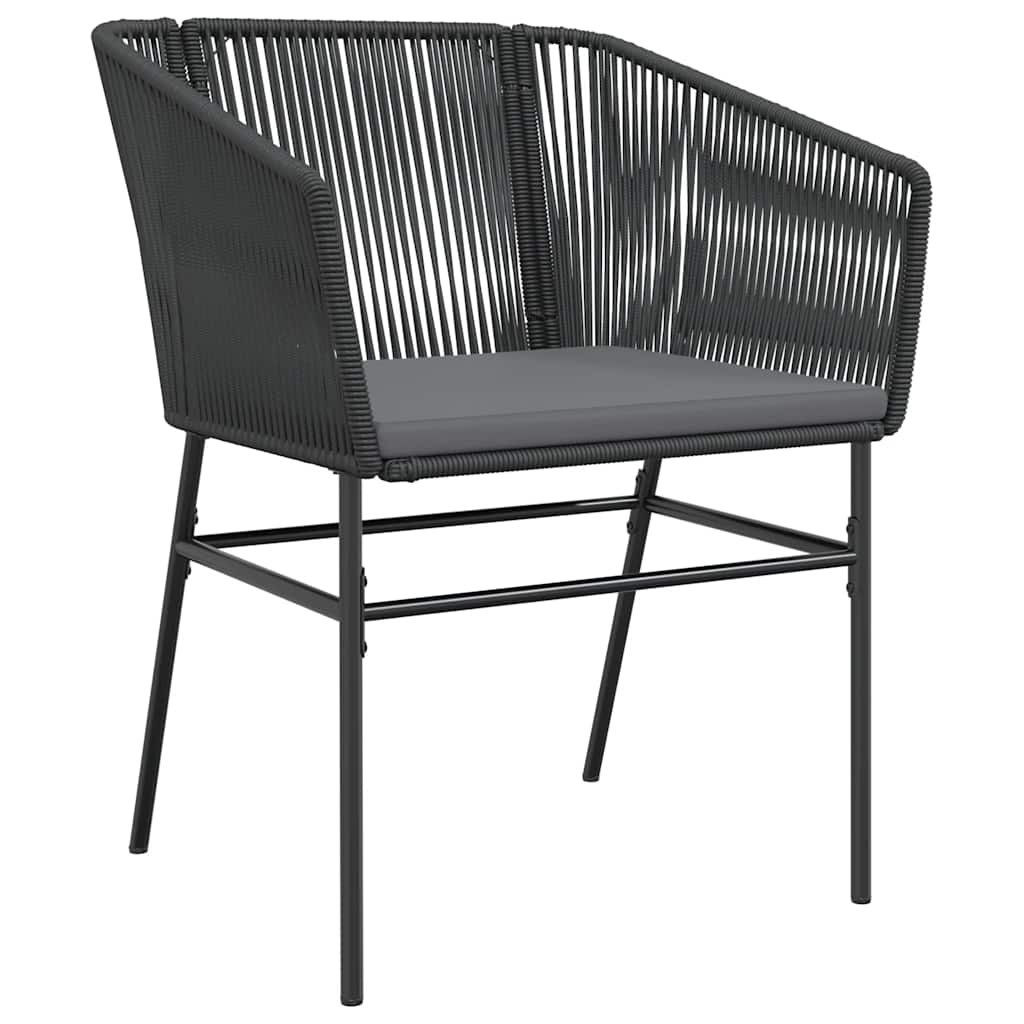 5 dele spisebordssæt til haven m. hynder polyrattan glas sort