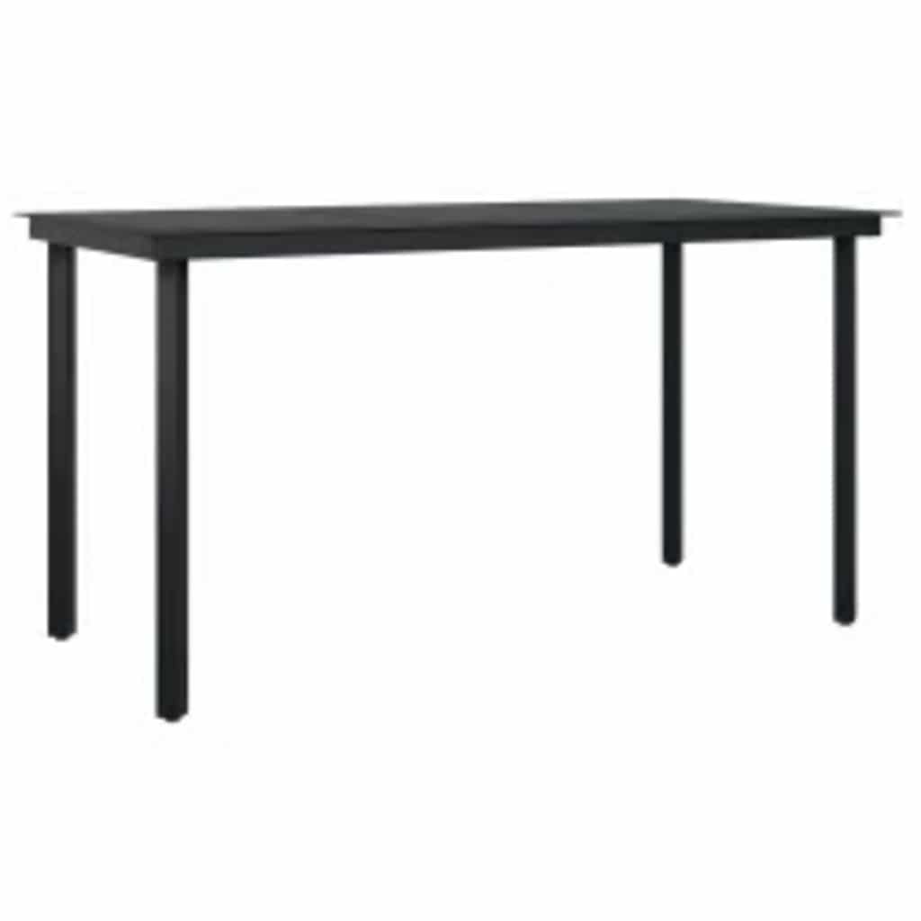5 dele spisebordssæt til haven m. hynder polyrattan glas sort