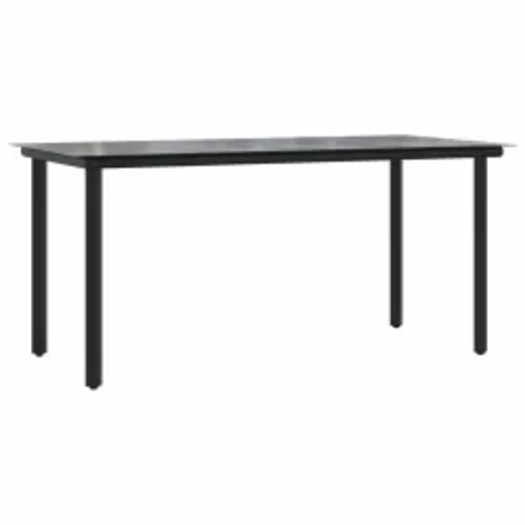 5 dele spisebordssæt til haven m. hynder polyrattan glas sort