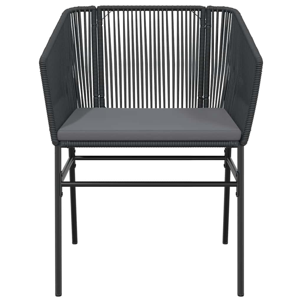 5 dele spisebordssæt til haven m. hynder polyrattan glas sort