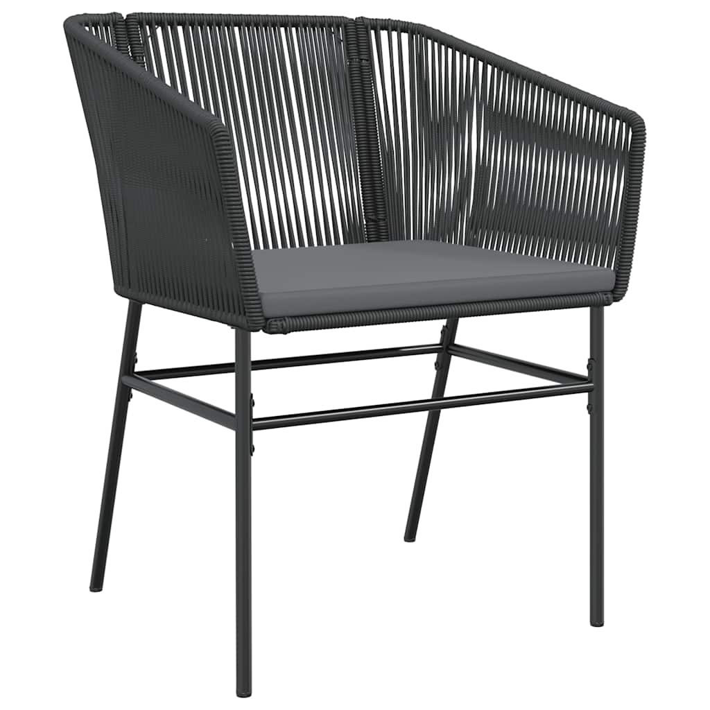7 dele spisebordssæt til haven m. hynder polyrattan glas sort