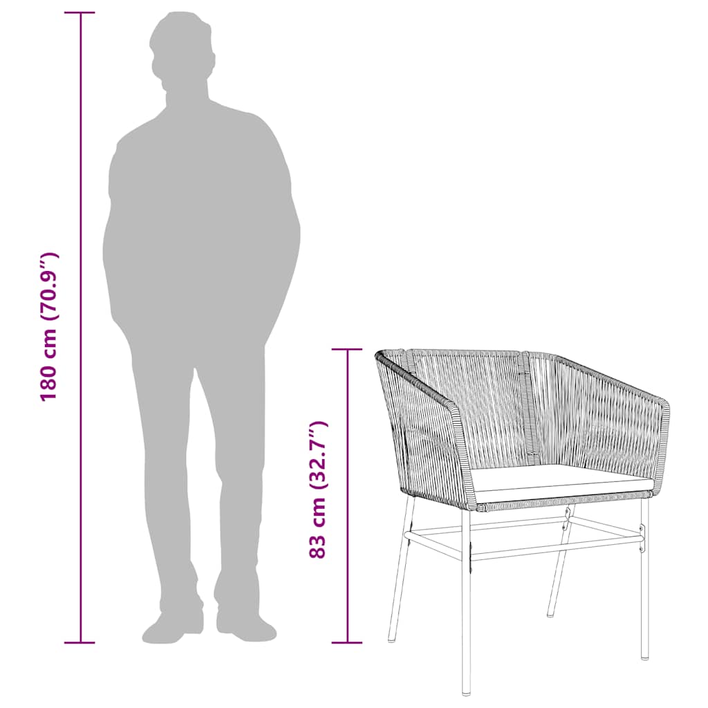 9 dele spisebordssæt til haven med hynder polyrattan glas grå