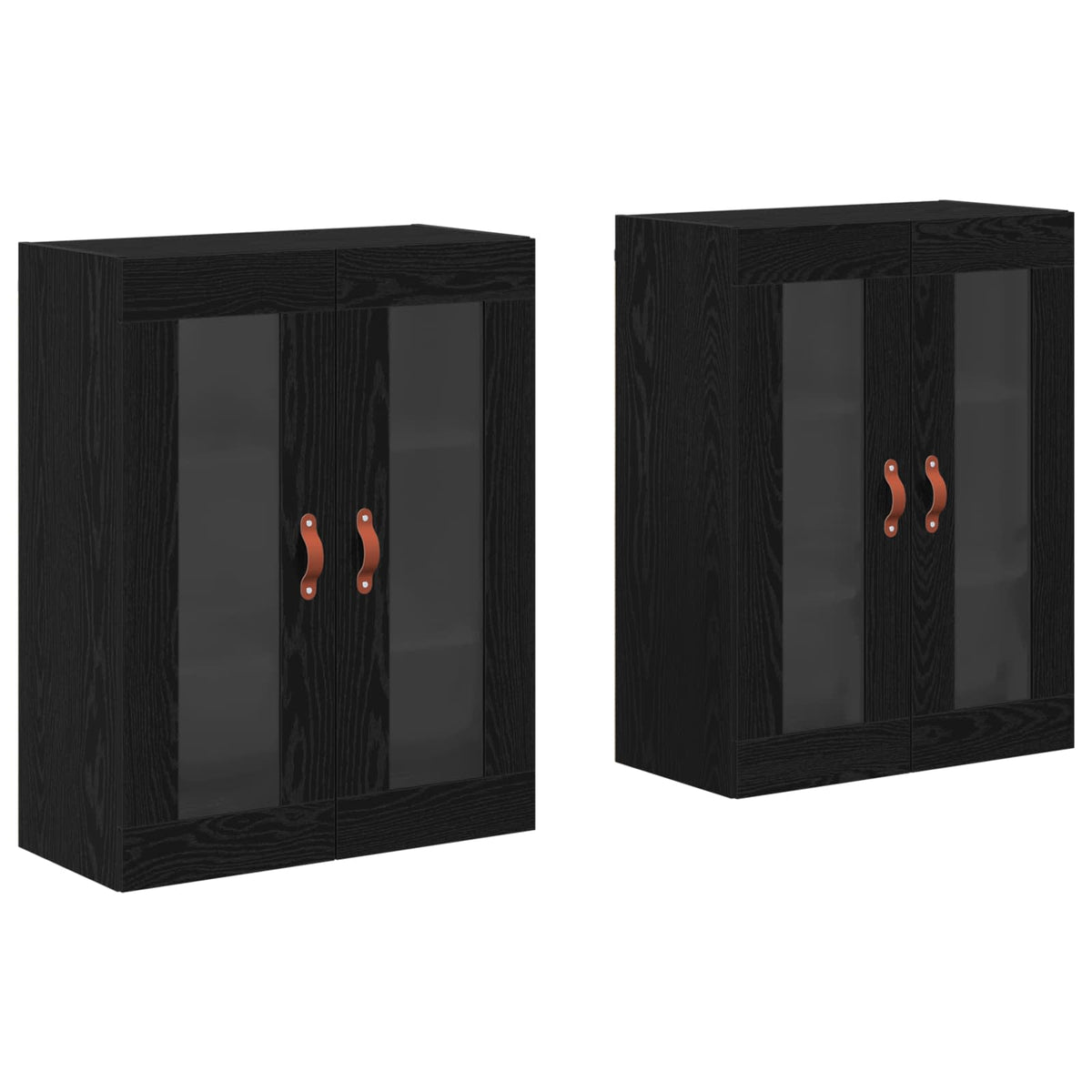 Væggeskabe 2 stk. Sort eg 69,5 x 34 x 90 cm Konstrueret træ