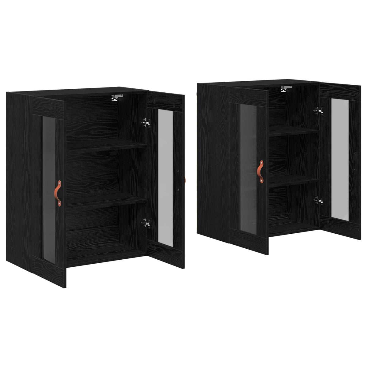Væggeskabe 2 stk. Sort eg 69,5 x 34 x 90 cm Konstrueret træ