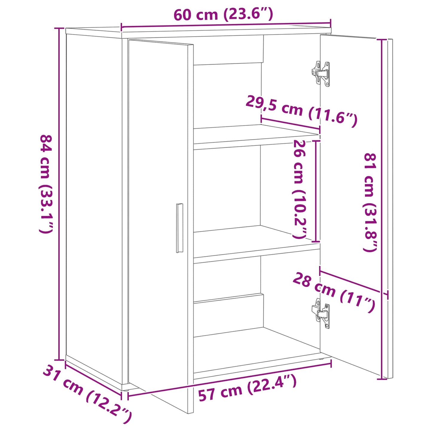 Sideboard 2 stk. Artisan Egetræ 60 x 31 x 84 cm Konstrueret træ