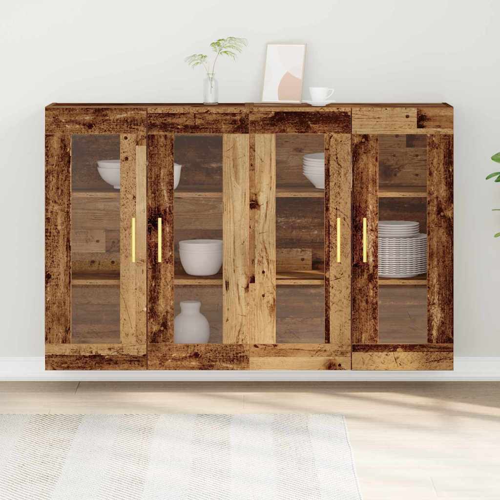 Væggeskabe 2 stk. Gammelt træ 69,5 x 34 x 90 cm Konstrueret træ