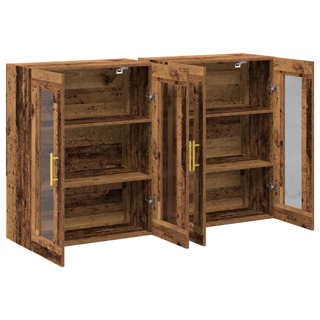 Væggeskabe 2 stk. Gammelt træ 69,5 x 34 x 90 cm Konstrueret træ