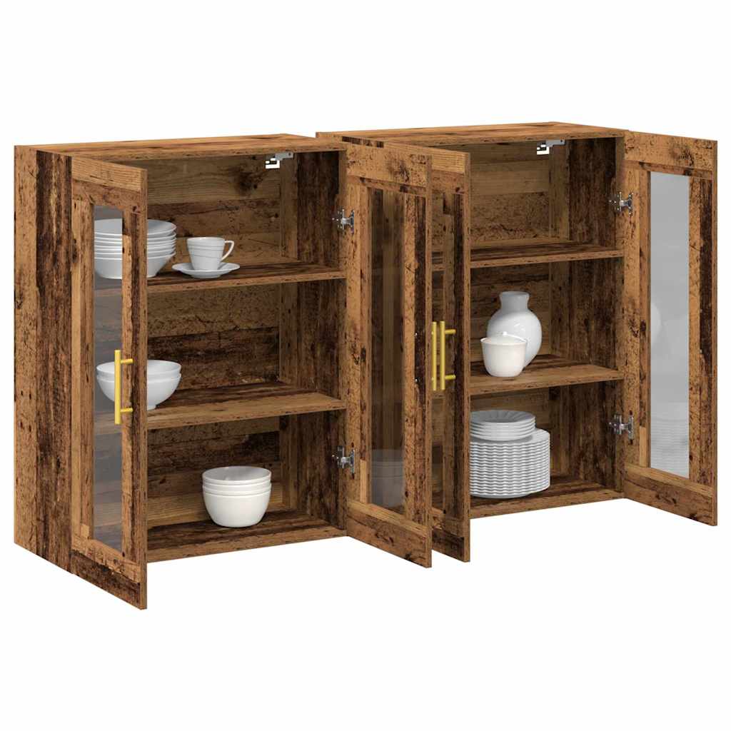 Væggeskabe 2 stk. Gammelt træ 69,5 x 34 x 90 cm Konstrueret træ