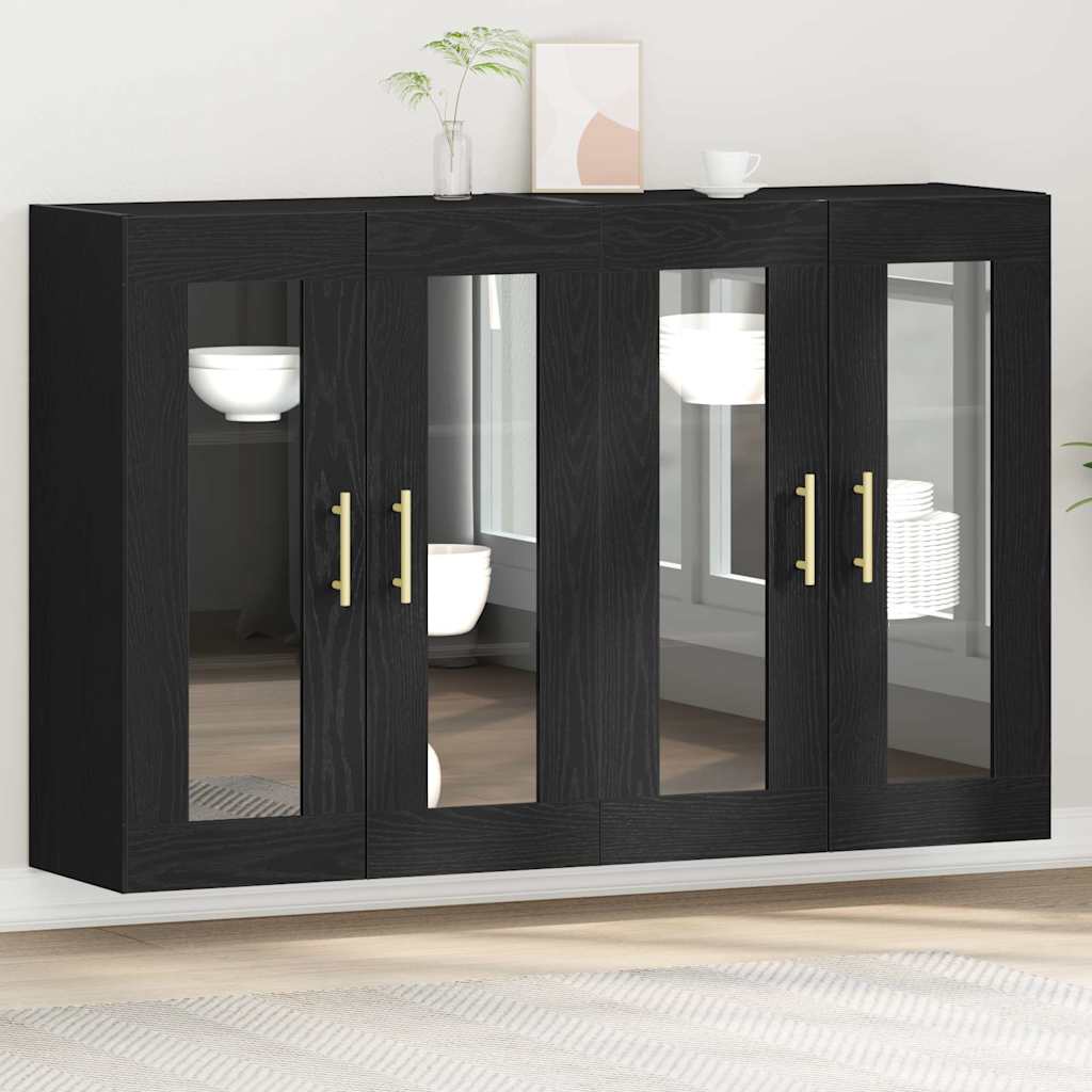 Væggeskabe 2 stk. Sort eg 69,5 x 34 x 90 cm Konstrueret træ