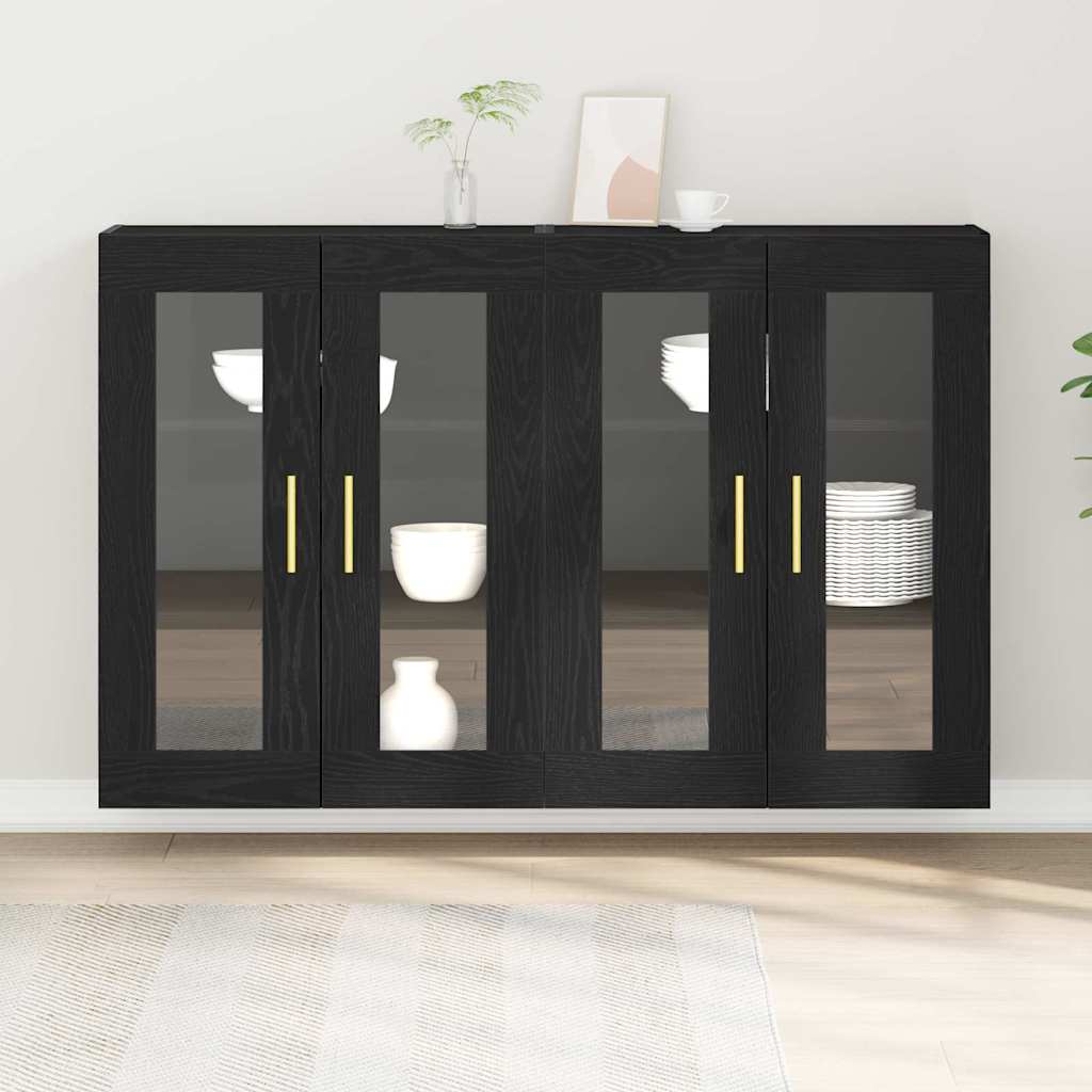 Væggeskabe 2 stk. Sort eg 69,5 x 34 x 90 cm Konstrueret træ