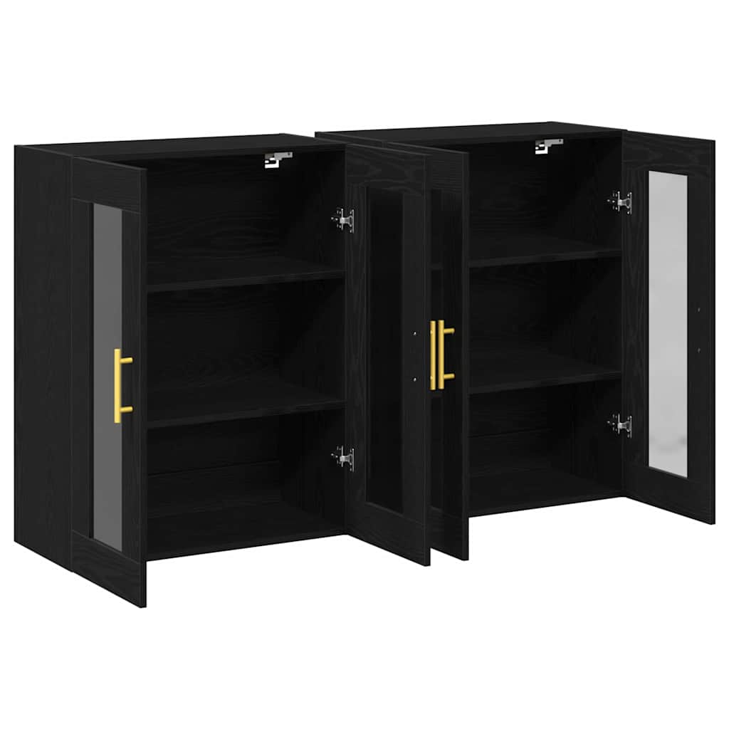 Væggeskabe 2 stk. Sort eg 69,5 x 34 x 90 cm Konstrueret træ