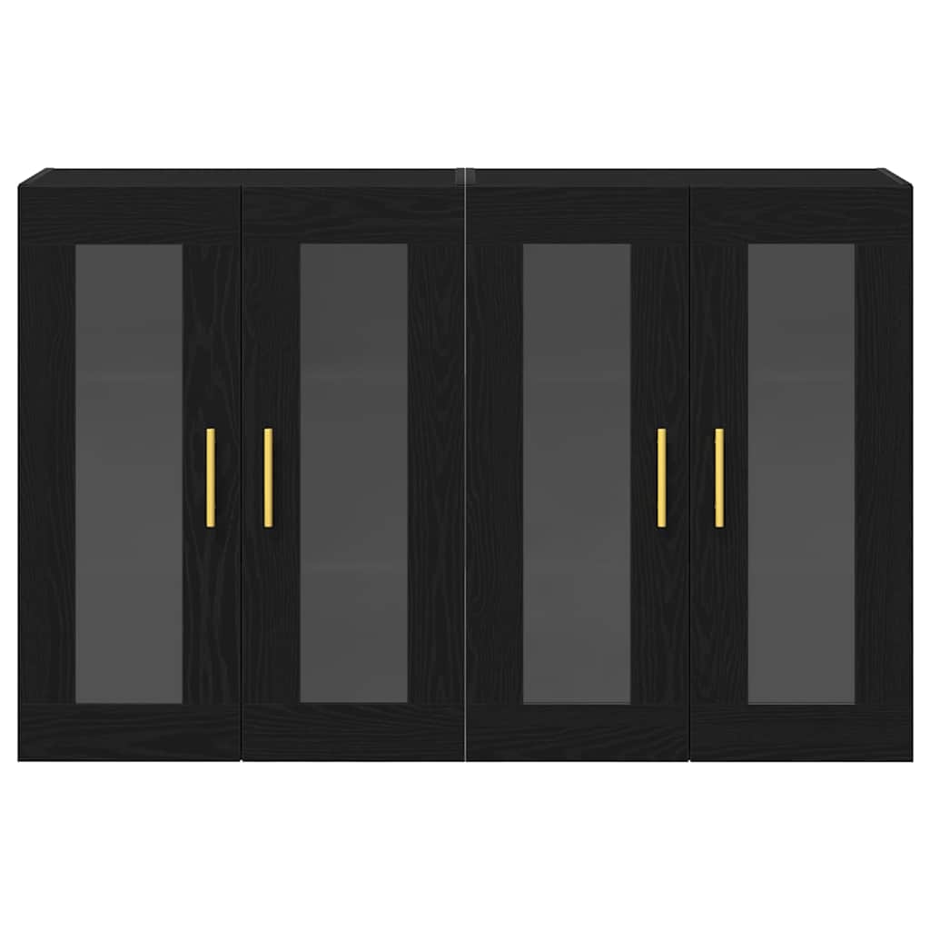 Væggeskabe 2 stk. Sort eg 69,5 x 34 x 90 cm Konstrueret træ